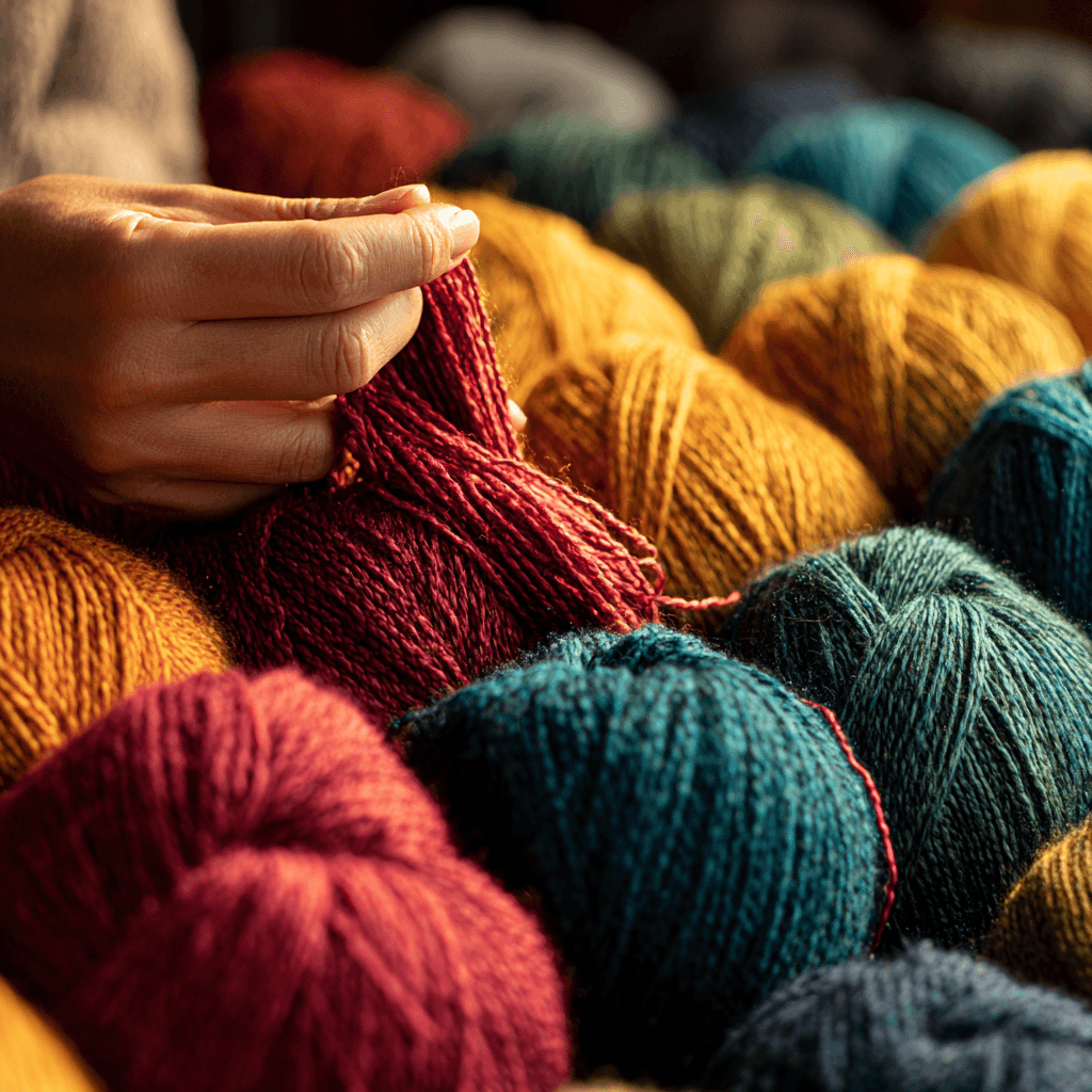 Hand selecting yarn from a collection